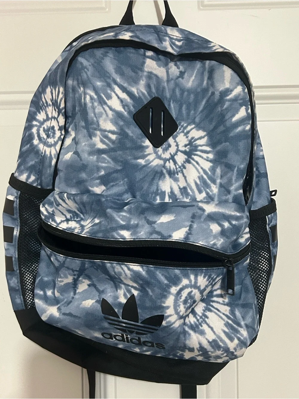 adidas Blue and White Tie-Dye Kids Backpack